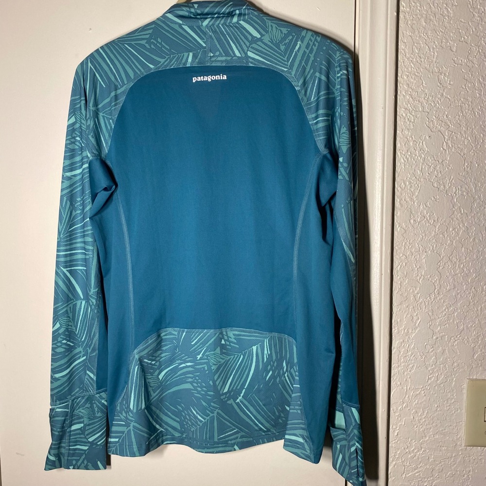 Patagonia Womens Capilene Midweight 1/4 Zip Pullover Teal Palm Print Size M - Picture 10 of 10
